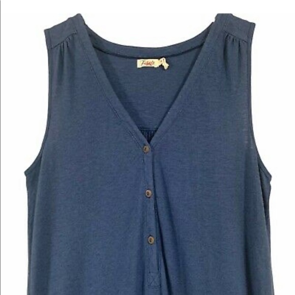 *new* Faherty midi sleeveless blue dress- organic cotton Annie Knit Henley Dre - Picture 10 of 10